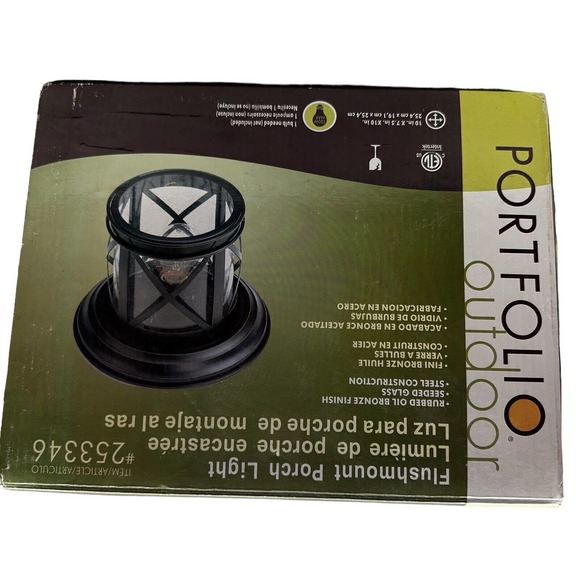 Portfolio Outdoor Flush mount Porch Light #253346 Rubbed Oil Bronze‎ Finish - Picture 7 of 9